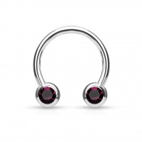 Piercingring Captive Hufeisen Bead Septum Ring aus Chirurgenstahl mit Kristallen