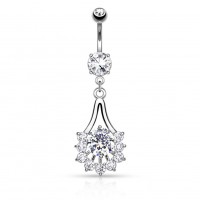 Chirurgenstahl Bauchnabelpiercing Anhänger Fächertropfen mit Zirkonia