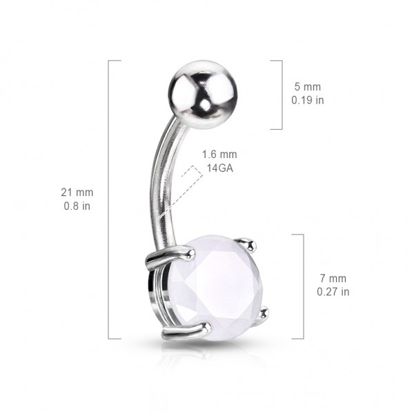 Coolbodyart Chirurgenstahl silber Bauchnabelpiercing Argenon Fluorit weiß ein...