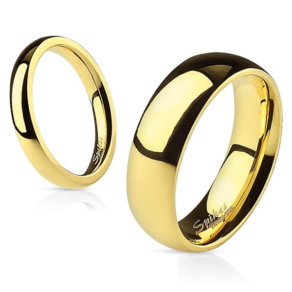 Unisex Edelstahl Ring Breite 3 - 8 mm vergoldet Klassischer Ehering hochglanz