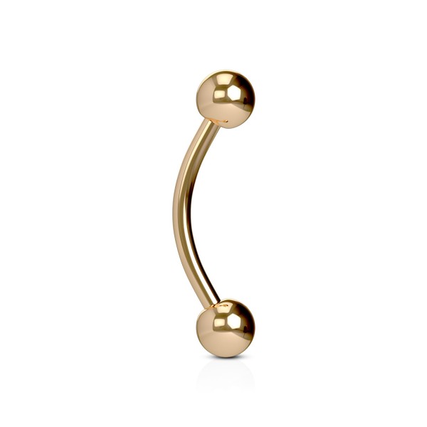 Augenbrauen Piercing Stab Gebogen Edelstahl Chirurgenstahl 316L Rose Gold Rund