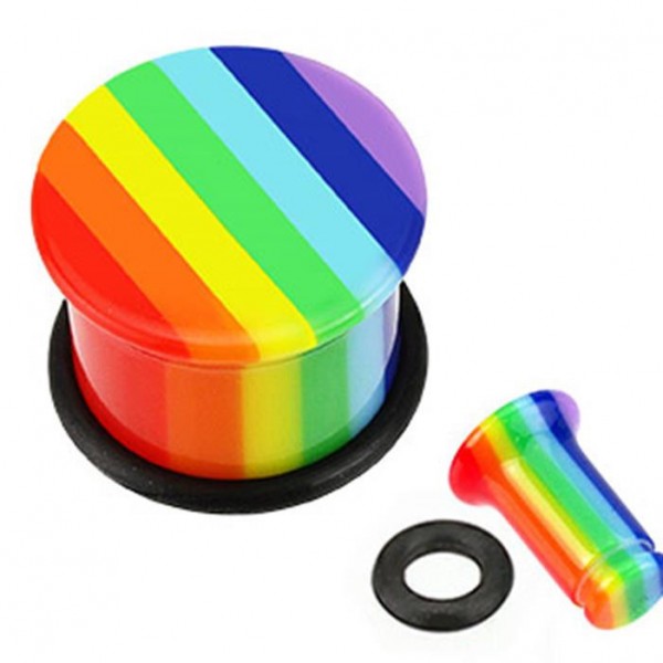 Single Plug Tunnel 3-16mm "Regenbogen" UV Rainbow Pride