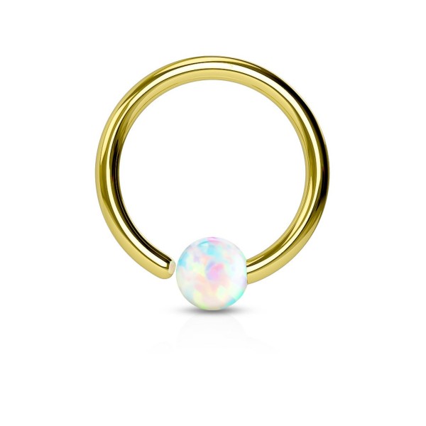Tapsi´s Coolbodyart® Hoop Ring Chirurgenstahl gold mit Opal in weiß