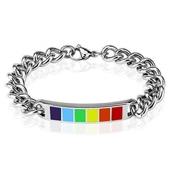 Armband silber Emailleplatte mit Regenbogenmuster Länge 210 mm