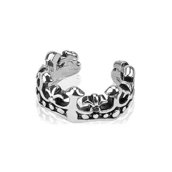 Damen Rhodium silbern Ohrklemme Muster FLEUR DE LIS