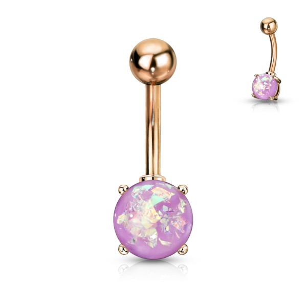 Tapsi´s Coolbodyart®| Bauchnabelpiercing Edelstahl Chirurgenstahl 316L Rose Gold IP Glitter Opal