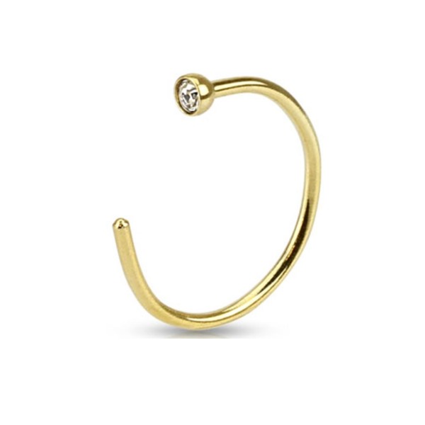 Nasen Piercing Fake Hoop Ring Edelstahl Chirurgenstahl 316L Gold Kristall Versch.Größen