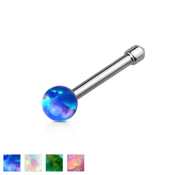 Tapsi´s Coolbodyart®| Nasen Piercing Stecker Gerade Chirurgenstahl 316L Opal Kugel