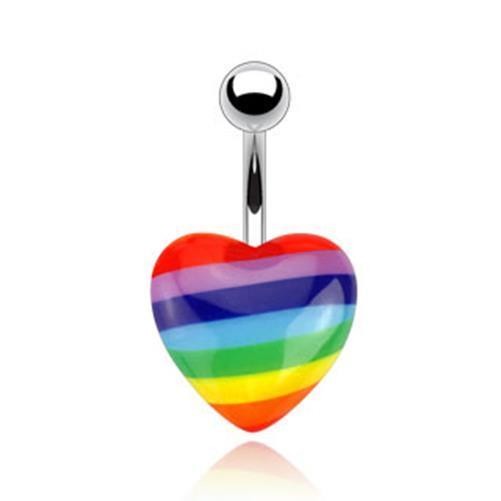 Bauchnabelpiercing "Gay Pride" Regenbogen Herz