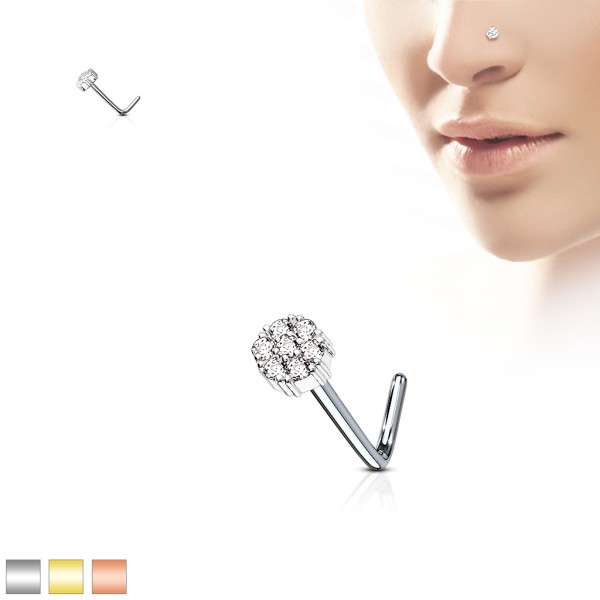 Tapsi´s Coolbodyart®| Nasenpiercing L Stecker Gebogen Chirurgenstahl 316L Silber,Gold,RoséGold 6mm Z