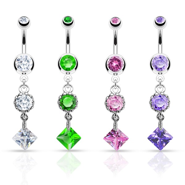 Bauchnabel Piercing "Vintage Style" 4 Farben Zirkonia