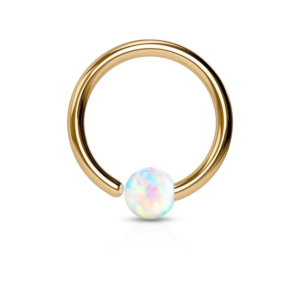 Tapsi´s Coolbodyart® Hoop Ring Chirurgenstahl roségold mit Opal in weiß