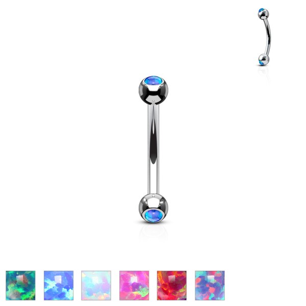 Tapsi´s Coolbodyart® Curved Barbell Chirurgenstahl 316L in silber mit Opal