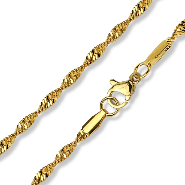 Tapsi´s Coolbodyart® Unisex Edelstahl Halskette Singapore Edelstahl in Gold,Silber Länge 485 mm Brei