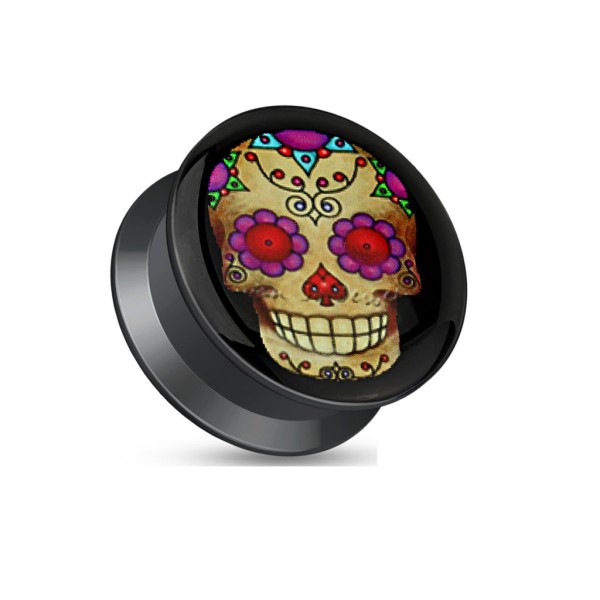 Coolbodyart Acrylharz Schraubverschluss Plug schwarz Zucker Totenschädel