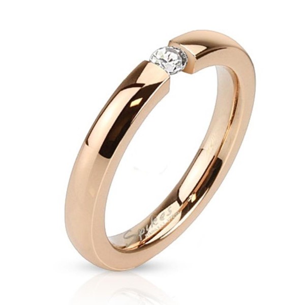 Edelstahl Ring roségold mit Zirkonia 3mm breit Bandring