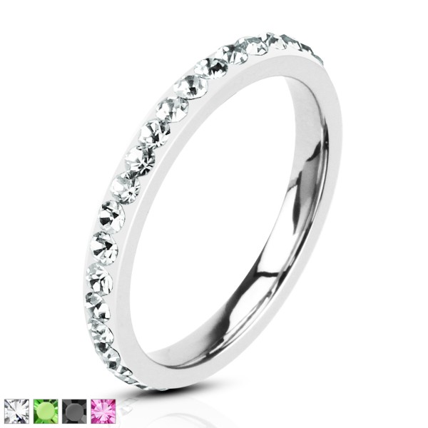 Multi Zirkonia Edelstahl Ring verschiedene Farben RESTPOSTEN!!!