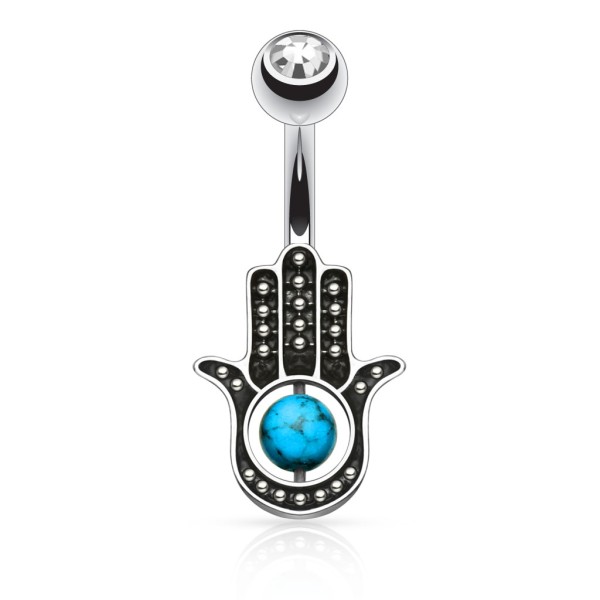 Coolbodyart Chirurgenstahl metallisch Bauchnabelpiercing Anhänger Hamsa Hand