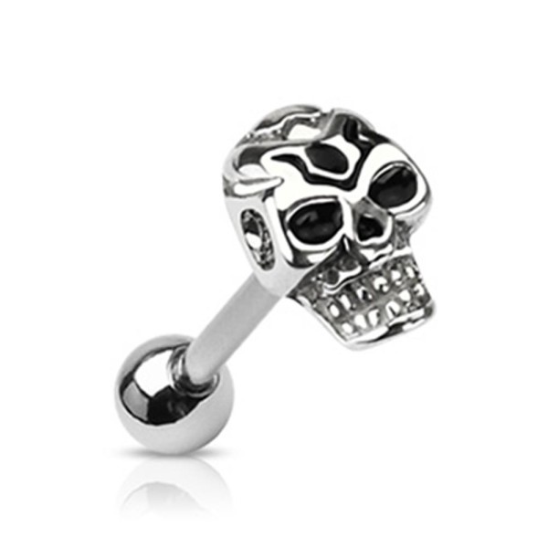 Zungen Piercing Totenkopf 1,6x16x5/10mm