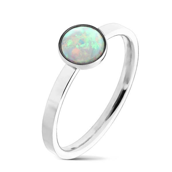 Tapsi´s Coolbodyart® Fingerring Edelstahl silber mit weißem Opal