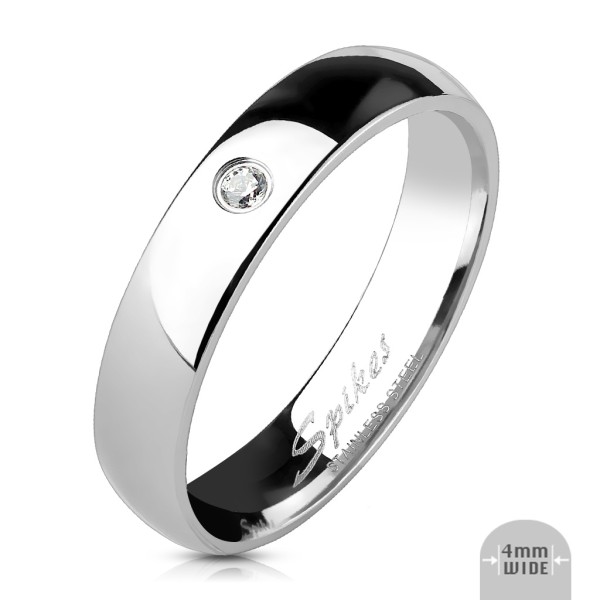 Klassik Damen Ring silber poliert Zirkonia 8 Gr Edelstahl