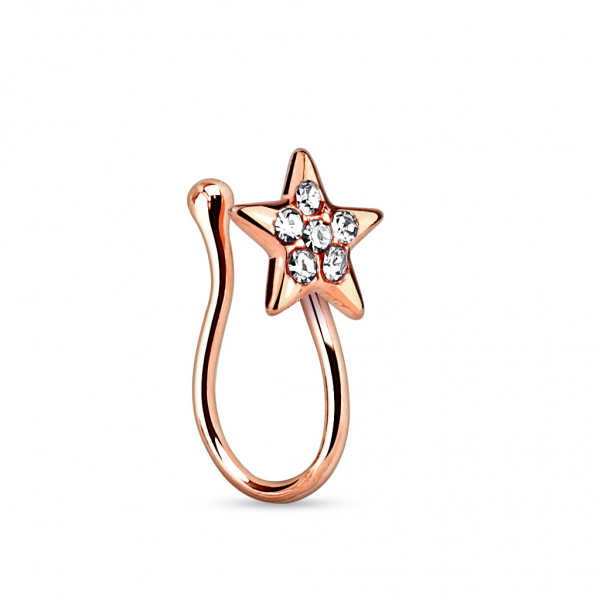 Damen Nasenclip Nasenpiercing Fake-Piercing Clip mit Stern und Kristallen