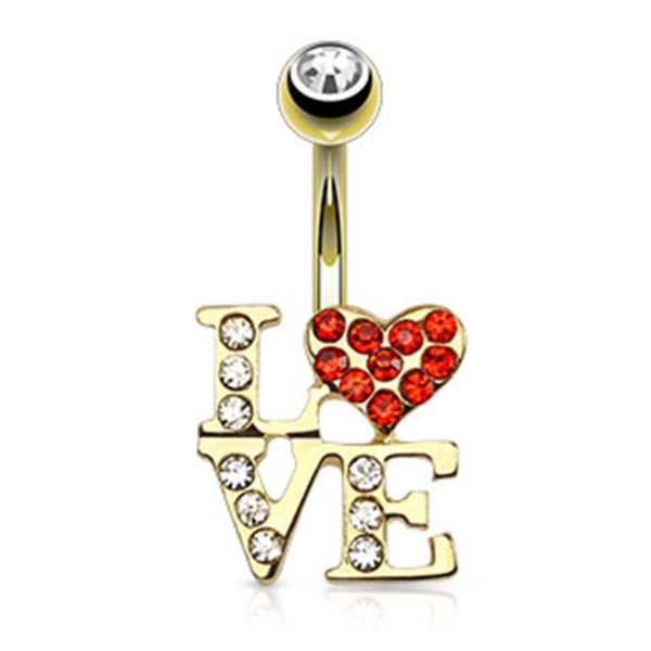 Coolbodyart Chirurgenstahl 14 Karat vergoldet Bauchnabelpiercing Logo „LOVE“ ...