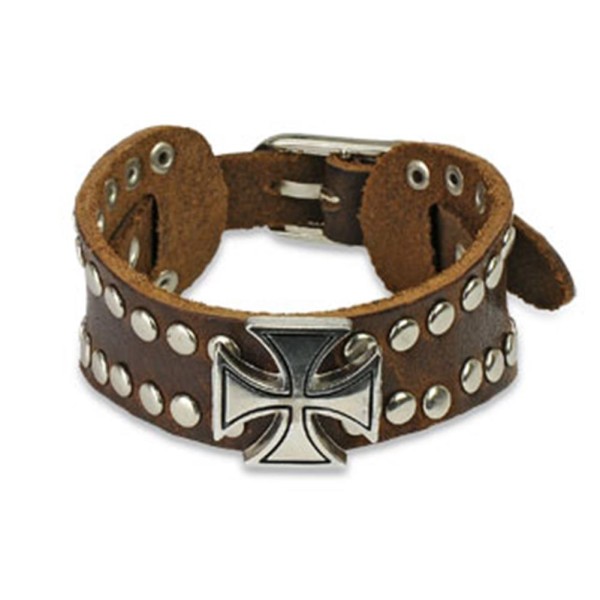 Armband schwarz braun Leder mit Kreuz aus Edelstahl verstellbar Länge / Breite in mm: 160