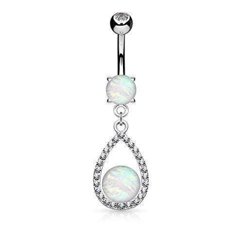 Bauchnabelpiercing Edelstahl Chirurgenstahl 316L Kristall Opal Anhänger Tropfen Träne