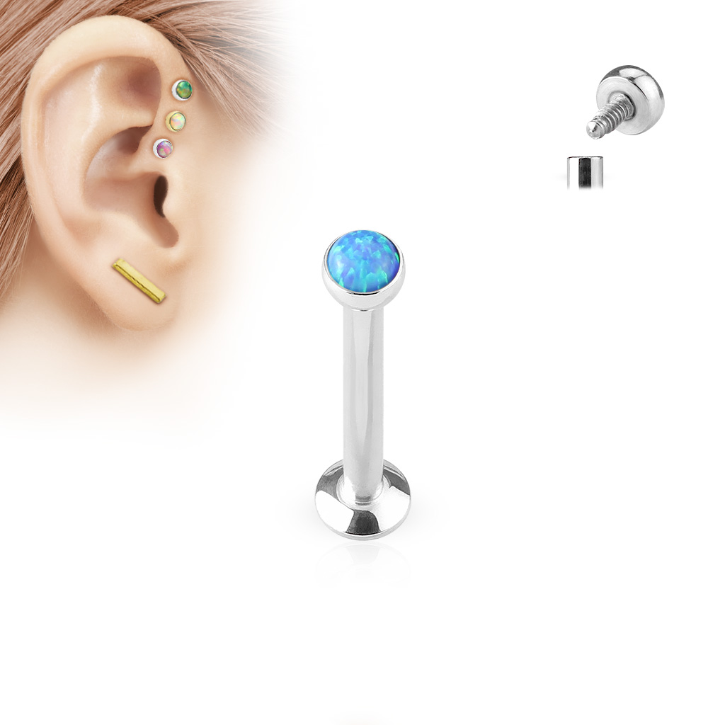 Piercing Labret Stud 4mm 6 mm 8 mm aus Edelstahl Chirurgenstahl synth.Opal