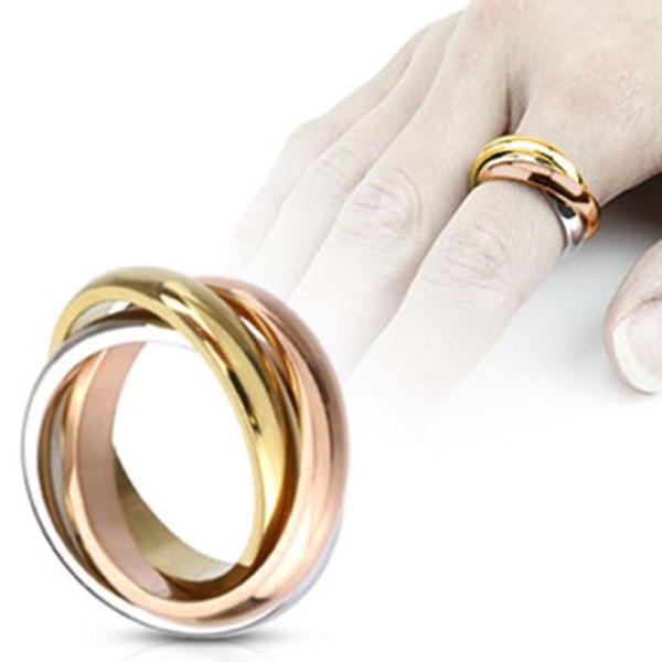 Dreifacher Edelstahl Ring silber gold rosegold Triple