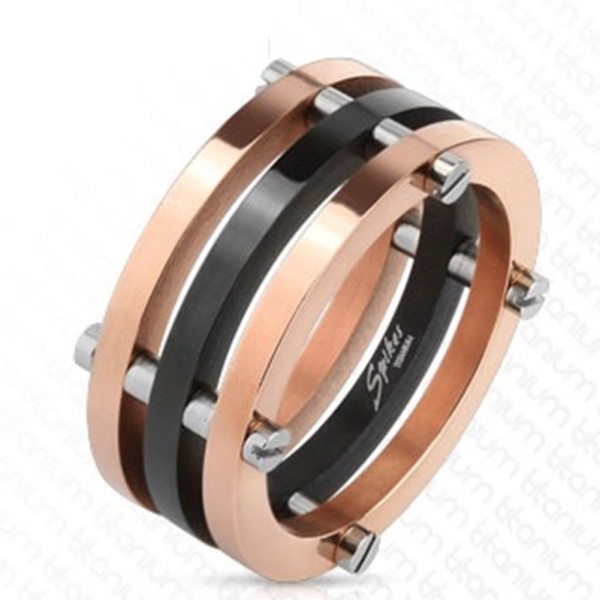 Coolbodyart Unisex Ring Titan schwarz rosegold 9mm breit Stylish Two Toned