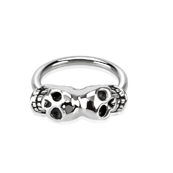 Tapsi´s Coolbodyart® Unisex Chirurgenstahl Captive Bead Ring Zwillings-Totenschädel 1,2 / 1,6mm