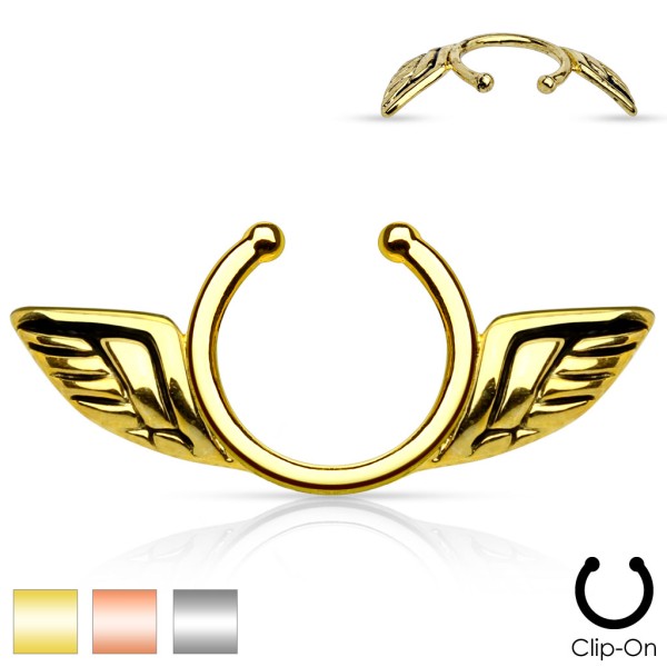 Clip On Brustwarzenpiercing Angel Wings Messing in 3 Farben