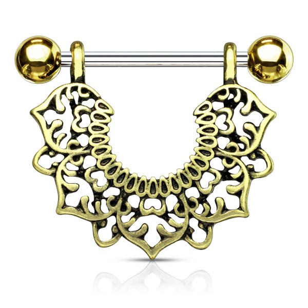 Tapsi´s Coolbodyart®| Brustwarzen Nippelpiercing Chirurgenstahl 316L Gold 14 Karat,Silber Vintage T