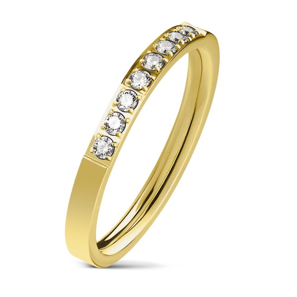 Tapsi´s Coolbodyart®| Damen Fingerring Bandring Edelstahl Gold/Silber/Roségold Zirkonia Linie Zentru