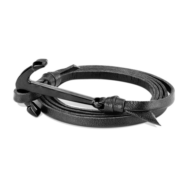 Tapsi´s Coolbodyart®| Wickelarmband Leder Schwarz Stahlanker Messing Schwarz Platiniert