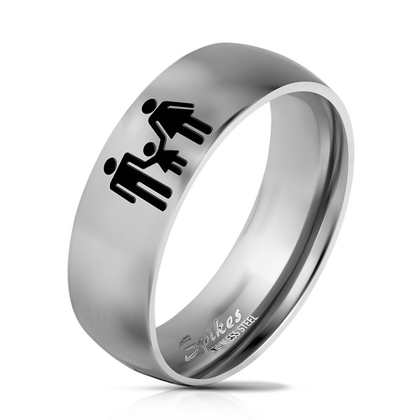 Edelstahl Ring Fingerring Statementring mit Family Logo silber
