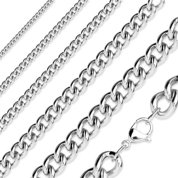 Tapsi´s Coolbodyart® Damen Herren Halskette aus Edelstahl in Silber in verschiedenen Stärken und Län