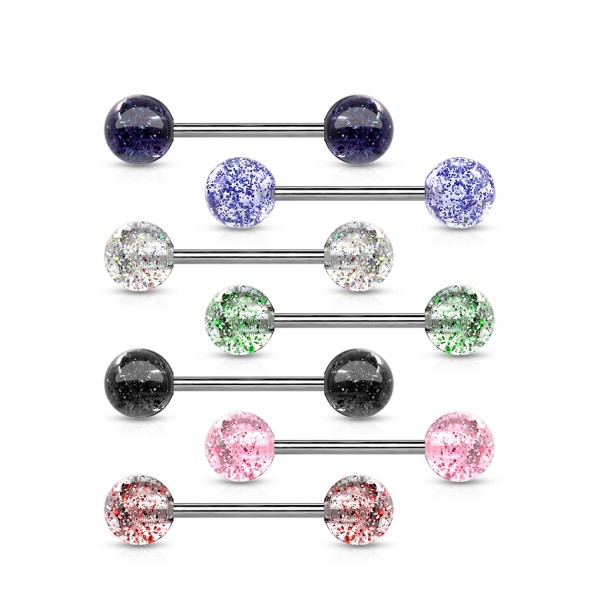 Piercing Ultra UV Glitter Barbell Titanstab 23 Grad