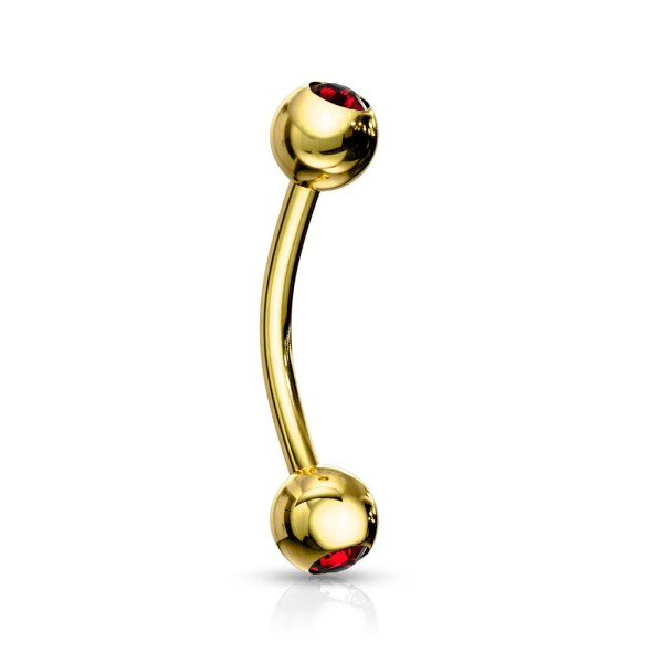 Tapsi´s Coolbodyart®| Augenbrauenpiercing Chirurgenstahl 316L Gold IP mit Kristall