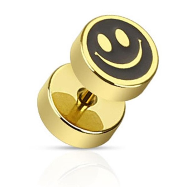 Coolbodyart Unisex Fake Plug vergoldet Smiley "Face" 1,2mm