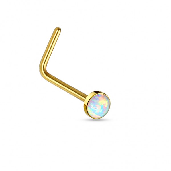 Tapsi´s Coolbodyart®| Nasen Piercing Stecker Gebogen Edelstahl Chirurgenstahl 316L Opal Versch.Farbe