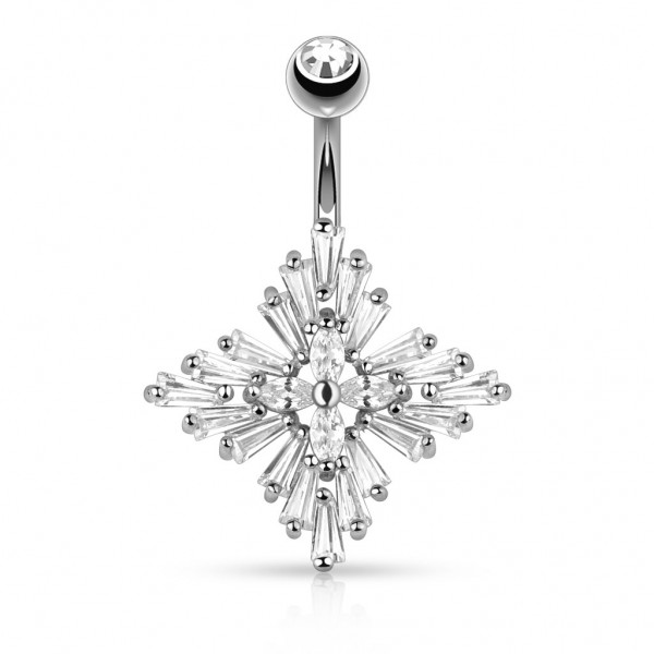 Chirurgenstahl Bauchnabelpiercing Diamantenkreuz mit Zirkonia