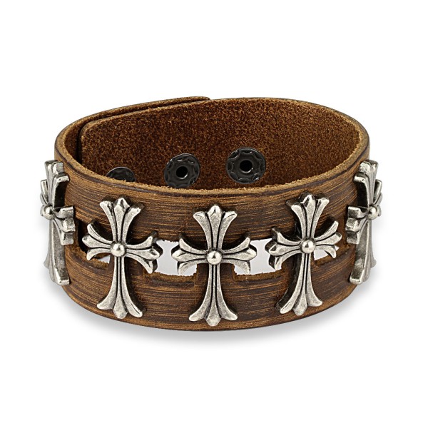 Tapsi´s Coolbodyart® Armband aus Leder mit 5 keltischen Kreuzen Länge 240 mm Breite 36 mm längenvers