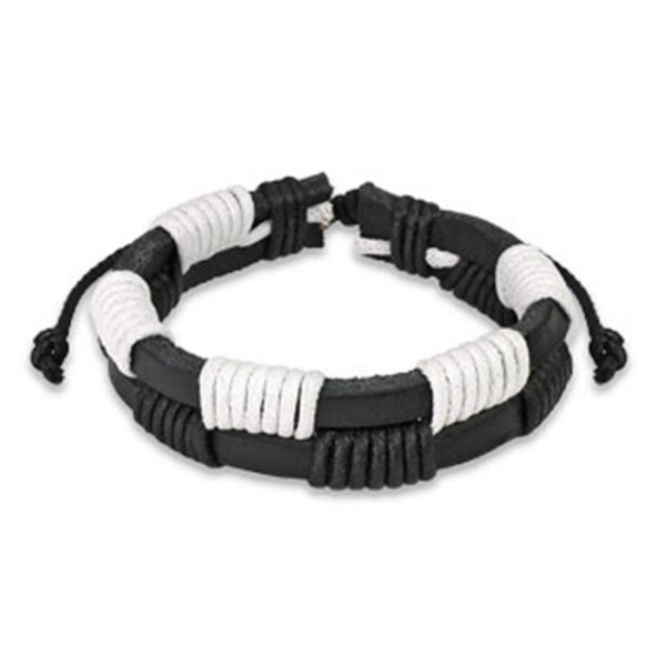 1 Lederarmband schwarz weiß 190-250mm Black & White Style