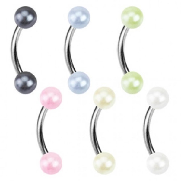 Perlenoptik Augenbrauenpiercing 6 Farben oder 6er Set