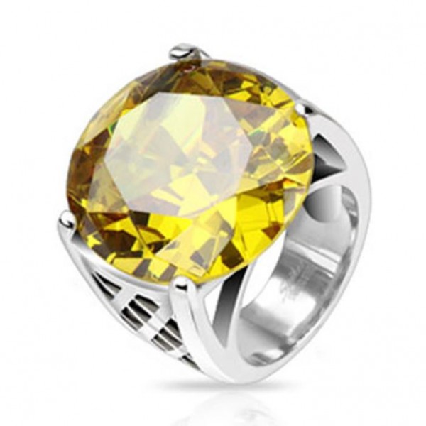 Edelstahl gelb Topaz Herren Damen Ring "Garden Fence" Nur noch Größe 7