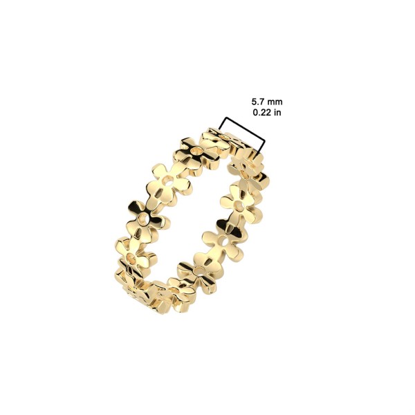 Tapsi´s Coolbodyart®|Bandring aus Blumen Edelstahl-Ring goldfarben Gr. 47(15)-61(19.5)