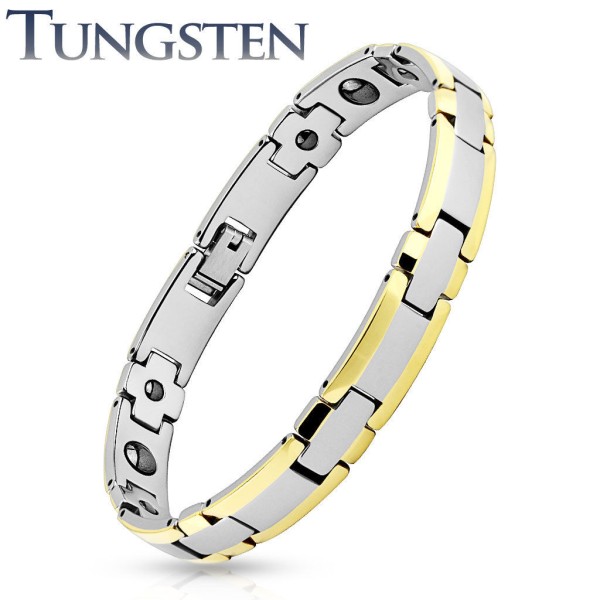 Armband silber gold Tungsten Wolfram Rechteck Länge in mm: 210